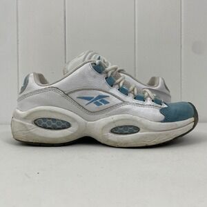 Reebok Question Low White/Light Blue Suede Grade School Size 4.5Y No Box